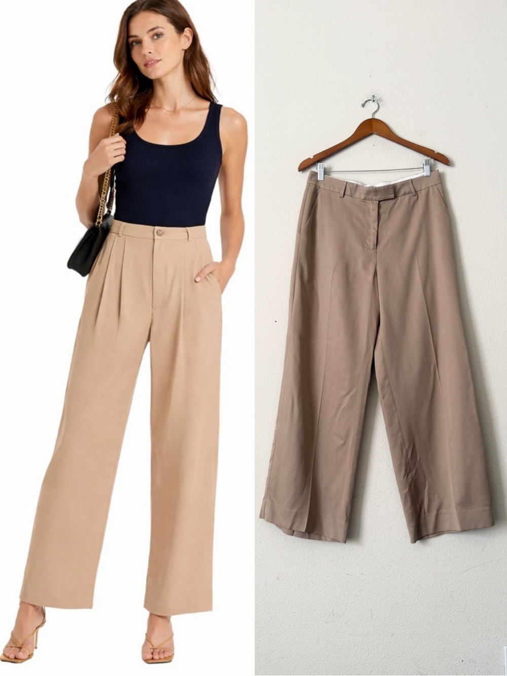 Reformation SIZE 8 Mason high rise wide leg cropped pants in beige